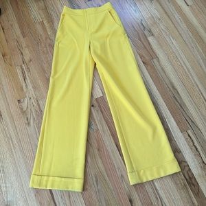 Alice & Olivia Yellow Wide Leg Trouser - Size 0